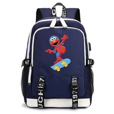 Рюкзак Элмо на скейте (Sesame Street) синий с USB-портом №1 Noname