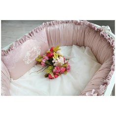 Бортики в детскую кроватку+ простыня "Пудра", Tensel, для кроватки Stokke Sleepi и Stokke Sleepi Mini Kris Fi