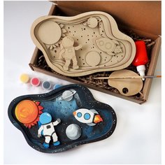 Набор для творчества детский из дерева сборный "Космос" 3D раскраска для мальчиков и девочек, объемная раскраска для развития фантазии и моторики Wood Art Shop