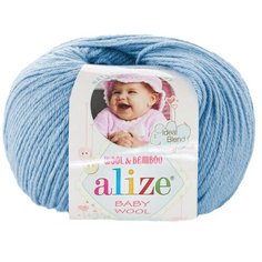 Пряжа Alize Baby Wool (40% шерсть, 20% бамбук, 40 % акрил) 50 гр, 175 м, 350 светло-синий , 1 моток