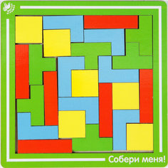 Развивающая игра-тетрис "Увлекательная головоломка", деревянный логический пазл-вкладыш, 25 деталей Мастер игрушек