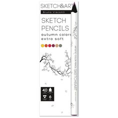 Скетч карандаши цветные "SKETCH&ART" утолщенные, грифель 4 мм, "осенний пейзаж", 6 цв. Арт. 30-0118/10 Bruno Visconti