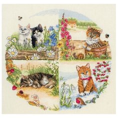 Набор для вышивания Anchor, MEZ, Венгрия "Cats And Seasons" 30х30 см, арт. PCE895