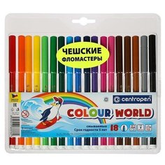 Centropen Фломастеры 18 цветов 2.0 мм Centropen 7550 ТП Colour World, смываемые, блистер, европодвес