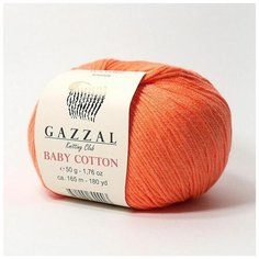 Пряжа Gazzal Baby Cotton (Газзал Беби Коттон) - 10 мотков Коралловый (3459) 60% хлопок, 40% акрил 165м/50г