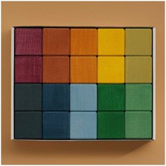 Кубики деревянные Earth color, 20 шт / Радуга Грез / Raduga Grez / деревянные игрушки развивающие / цветные детские кубики / монтессори