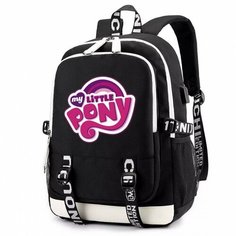 Рюкзак Маленькие пони (Little Pony) черный с USB-портом №1 Noname