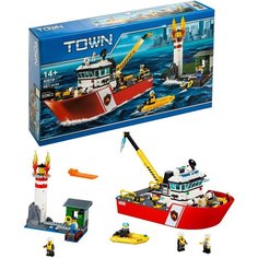 Конструктор Lion King 40019 Пожарный катер из 461 деталей, серии City, Корабли