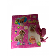 Записная детская книжка с замочком щенки, 46 листов розовая Tukzar