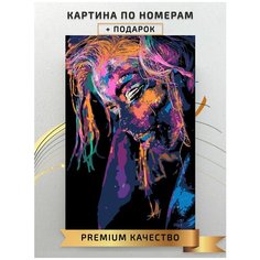 Картина по номерам Портрет девушки неон / Portrait of a neon girl холст на подрамнике 40*60