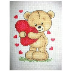 Набор для вышивания Сделано с любовью "Любовь нечаянно нагрянет" 13x18 см, Медведи Детские Сердце Животные Любовь
