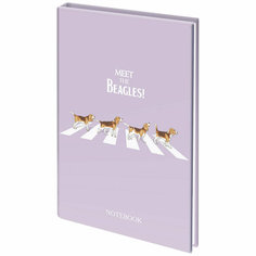 Блокнот А5 (134х206 мм), 80 л, твёрдый, клетка, выборочный лак, STAFF, "Beagles", 114424 - 1 шт.