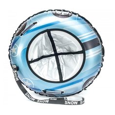 Санки надувные Тюбинг RT Машинка круглая черно-голубая Stars + автокамера, диаметр 100 см Snow Show