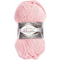 Пряжа Alize Superlana MIDI (Ализе Суперлана миди) - пудра (161), 100 г / 170 м (25% шерсть, 75% акрил) - 3 шт