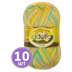 Пряжа Adelia JANE (22), желтый-розовый-зеленый-светло-желтый, 10 шт. по 50 г