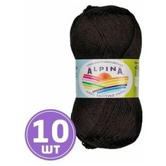 Пряжа для вязания крючком, спицами Alpina Альпина ORGANICA классическая тонкая, хлопок/лен, цвет №02 Черный, 170 м, 10 шт по 50 г