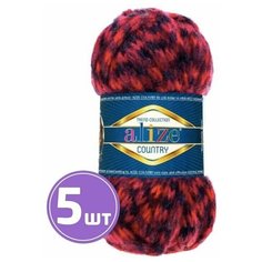 Пряжа для вязания крючком, спицами Alize Ализе плюшевая, Country new толстая, акрил/полиамид/шерсть, цвет 5655 красно-фиолетовый, 5 шт. по 100 г, 34 м