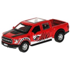 Легковой автомобиль ТЕХНОПАРК Ford F150 Raptor Хищники 1:24, 12 см, хищники красный