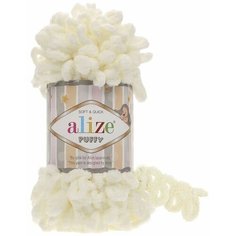 Пряжа Alize Puffy Паффи Молочный (62) 1 моток 100 г/9,5 м (100 % микрополиэстер)
