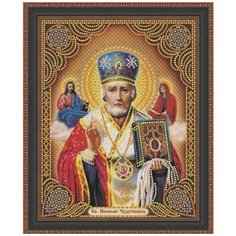 Алмазная мозаика на подрамнике полная выкладка "Икона Святой Николай Чудотворец" 40х50 см/Алмазная вышивка/ Картина стразами Good Rest