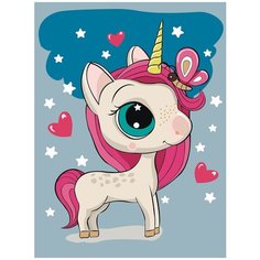 Картина по номерам для детей "Единорог", 20х30 см на подрамнике ИП Кузьминых