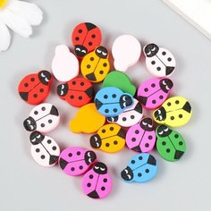 Набор бусин для творчества дерево "Божьи коровки цветные" набор 15 гр 0,6х1,8х1,5 см Нет бренда