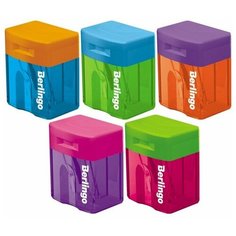 Точилка 1 отверстие с контейнером Berlingo "Fuze", пластик, микс Нет бренда