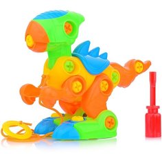 Конструктор винтовой пластиковый детский с отверткой "Динозавр на веревочке" Oubaoloon YH842 в пакете