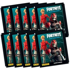 10 пакетиков наклеек Panini Fortnite 2 (2020) Black frame series (50 наклеек)