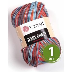 Пряжа YarnArt Jeans Crazy (Джинс Крейзи) - 1 моток 8214 Красно-голубой принт 55% хлопок, 45% полиакрил, 50 г 160 м