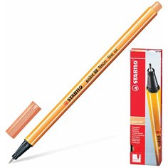 Набор 10 штук - Ручка капиллярная (линер) STABILO "Point 88", Светло-телесная, корпус оранжевый, линия письма 0,4 мм