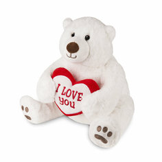 Мягкая игрушка Maxitoys Белый Медведь с сердцем, 30 см, белый