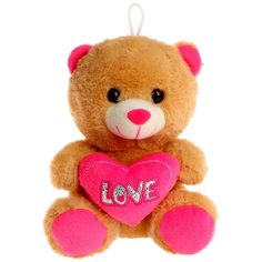 Мягкая игрушка Сима-ленд Мишутка с сердцем, 21 см, розовый