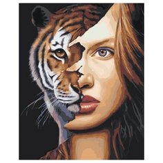 Картина по номерам "Девушка-тигр", 40x50 см
