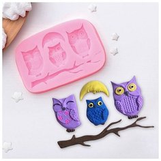 Молд силиконовый «Совы», 10×7 см, цвет микс Noname