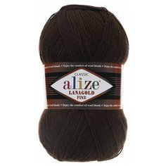 Пряжа Alize Lanagold Fine, 49 % шерсть, 51 % акрил, 100 г, 390 м, 5 шт., 26 коричневый