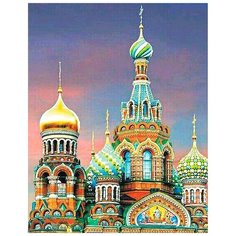 Алмазная мозаика «Храм Спаса на крови», LG184 / 40х50 см / Полная выкладка / Холст на подрамнике / Картина стразами Цветной