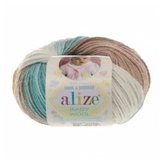 Пряжа Alize Baby Wool Batik 6320 (бежевый, белый, голубой) 10 шт.