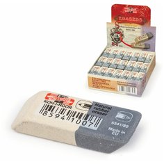 Ластик KOH-I-NOOR 6541/80, 41x14x8 мм, бело-серый, прямоугольный, скошенные края, натуральный каучук, 6541080004KDRU