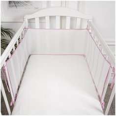 Бортик для новорожденных 31х180 розовый; Детские бортики; Бортики в детскую кроватку; борт на кровать защитный; сетка Baby Nice