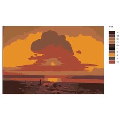 Картина по номерам Y-796 "Репродукция картины - Красный закат на Днепре. Архип Куинджи" 40х60 Brushes Paints