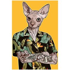 Картина по номерам на холсте Кошка Сфинкс с тату - 2222 40X60