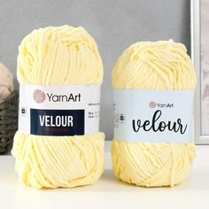 Пряжа "Velour" 100% микрополиэстер 170м/100г (844 жёлтый), 1шт Yarn Art