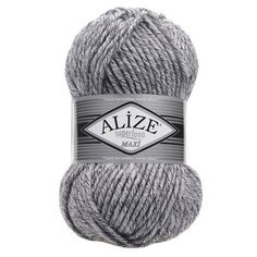 Пряжа Alize Superlana Maxi (Ализе Суперлана Макси) - 1 моток 801 серый меланж 75% акрил, 25% шерсть 100м/100г