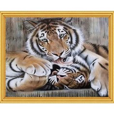 Алмазная мозаика животные тигр на подрамнике 40х50см SGA20234 круглые стразы Нет бренда
