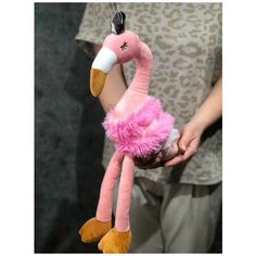 Мягкая игрушка "Фламинго в Юбочке и Короне, 43 см, розовый фламинго, игрушка мягконабивная.