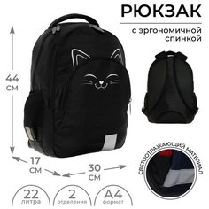 Calligrata Рюкзак молодёжный, 44 х 30 х 17 см, эргономичная спинка, Calligrata Р "Котик"