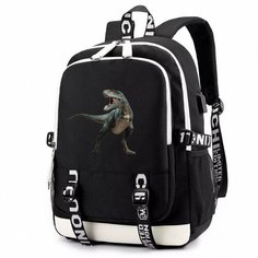 Рюкзак Динозавр Тираннозавр (Jurassic Park) черный с USB-портом №4 Noname