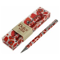 Ручка шариковая поворотная, 0.7 мм, Bruno Visconti Dolce Vita Маки, стержень синий, корпус металлический, в футляре