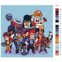 Картина по номерам V-117 "Игра Brawl Stars (Бравл Старс) персонажи" 40х40 Brushes Paints